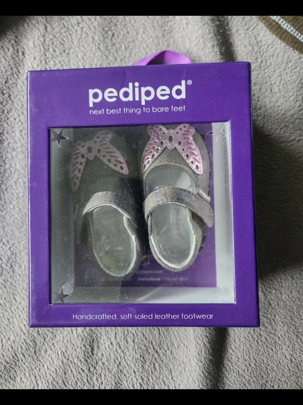 pediped Purple Glitter Butterfly Mary Jane Shoes